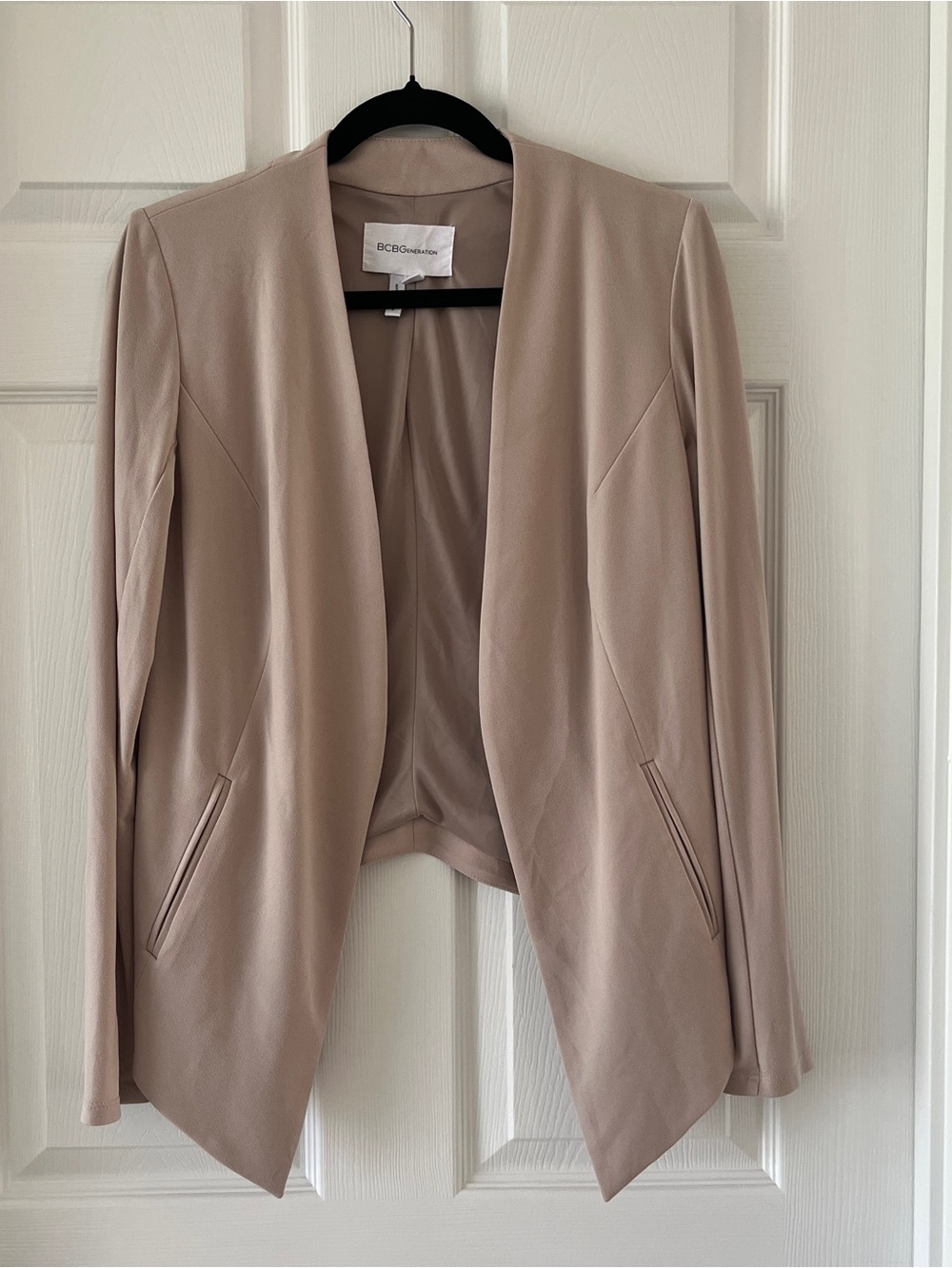 BCBG Women's Taupe Open-Front Draped Tunic Top
